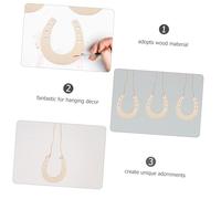 SOIMISS 12pcs Horseshoe Shape Wooden Cutouts DIY Craft Unfinished Wood Slices Smooth Edges Versatile Decoration for Home Events with Twine