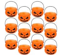 SOIMISS 12pcs Mini Pumpkin Candy Buckets for Halloween Party Supplies Handheld Trick-treat Containers in Bright Orange Safe Vibrant Candy Holders for Festive Fun and Outdoor Events