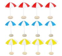 SOIMISS 12Pcs Miniature Sun Umbrella Decor for Doll House Beach Umbrellas Red Blue Yellow Safe and Micro Landscape Accessories for DIY Projects