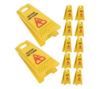 SOIMISS 12pcs Slide The Warning Sign Carefully Doll House Mini Slippery Floor Sign Dollhouse Wet Floor Warning Dollhouse Miniature Wet Plastic