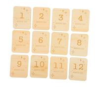SOIMISS 12pcs Wooden Infant Milestone Cards with Printed Designs, Safe and Break down Resistant Wood Material, 100x78mm round DIY Photo Props for Newborn Photography and Crafts