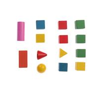 SOIMISS 14pcs Wooden Geometry Building Blocks Educational Teaching for Enhancing Skills Math Shape Recognition and Creativity for Home and Kindergarten Play Random Color
