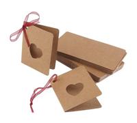 SOIMISS 150pcs Kraft Paper Heart Shaped Tags with Red Rope, Hollow Design for Writing Memos, for Clothing Tags and Scrapbooking, Wedding and Birthday Decoration