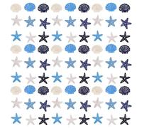 SOIMISS 150pcs Ocean Wood Cutouts for DIY Crafts Mediterranean Style Beach Shells Wooden Embellishments for Coastal Decoration Blue White Lightweight Versatile Home Decor