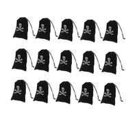 SOIMISS 15pcs Halloween Drawstring Bags Polyester Pirate Loot Bags Skull Print Coin Pouches Multipurpose Pirate Party Favor Supplies for Candy Snacks Storage