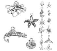 SOIMISS 15pcs Ocean Theme Alloy Pendants for DIY Jewelry Making Lightweight Delicate Ocean Animal Charms Including Seahorse Turtle Shell Bright Mixed Style Accessories for Bracelets