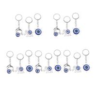 SOIMISS 15pcs Turkish Evil Eye Keychains for Bag Decoration Handbag Amulet Charm Dolphin Elephant Ship Wheel Design Islamic Protection Keyring Set