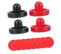SOIMISS 16PCS Air Hockey Paddles and Pucks Replacement Kit with Ergonomic Handles for Game Tables Includes Red and Dark Blue Pushers Sliders and Pucks for Home and Arcade Play