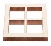 SOIMISS 16pcs Mini Wooden Dollhouse Window Models, Unpainted Blank Small Window Frames for Dollhouse Furniture Decoration, Natural Wood Four-grid Design for Miniature Home Accessories