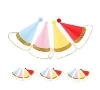 SOIMISS 16pcs Tiny Cone Party Hats for Small Dogs and Cats Comfortable Felt and Paper Material Mini Birthday Caps with Pom Poms for Pet Celebrations and Holiday Gatherings