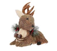 SOIMISS 1pc Adorable Lying Deer Decor Premium Grass Weaving Ornament for Home Christmas Crafts for Bookshelf Showcase Living Room Kitchen Dining Table Adornment