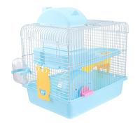 SOIMISS 1pc Double Layer Hamster Cage Portable Acrylic Small Pet House with Running Wheel Leakproof Water Jug for Chinchillas Dwarf Hamsters Light Blue