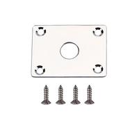 SOIMISS 1set Chrome Style Jack Plate for Guitar Bass Input Output Socket Easy Install with Screws Silver