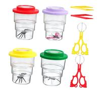 SOIMISS 1Set Insect Magnifying Jar with Tweezers Clips Clear Observation Box for Collecting Studying Insects for Educational Exploration and