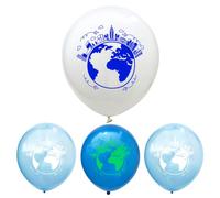 SOIMISS 1set Latex Balloons World Map Pattern Sequin Balloon Kit Light Blue White Dark Blue with Ribbon for Birthday Party Decoration