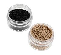 SOIMISS 2 Box Micro Ring Hair Beads Silicone Lined Tube Links for Hair Extensions Braids DIY Styling Lightweight Nano Beads Black Beige
