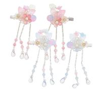 SOIMISS 2 Pairs Princess Hair Clips Ancient Style Flower Tassel Barrettes for Hanfu Costume Accessories for Festive Celebrations and Traditional Aesthetics