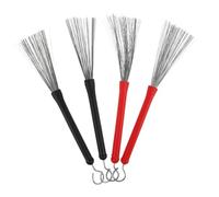 SOIMISS 2 Pairs Retractable Jazz Drum Steel Brushes Metal Wire Brush Handle for Percussion Instruments Practice in Two Colors
