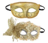 SOIMISS 2 Pcs Couple Masquerade Masks Vintage Theatrical Masks for Carnival Costume Party Accessories Comfortable Reusable Unique Designs for Adults