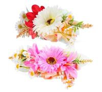 SOIMISS 2 Pcs Handcrafted Rose Flower Hair Side Combs Decorative Floral Slide Clips for Women Wedding Bride Prom with Secure Teeth and Fabric Grip in and Pink