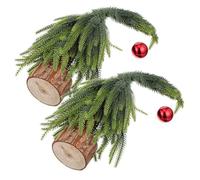 SOIMISS 2 Pcs Miniature Small Christmas Tree for Tabletop Nordic Style Pine Needle Trees with Weighted Base Space Saving Holiday Centerpiece Decoration for Indoor Use and Festive