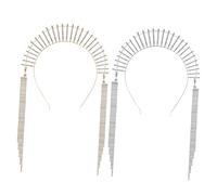 SOIMISS 2 Pcs Sparkling Rhinestone Goddess Crowns Headpiece Gold Silver Wedding Hair Accessories for Brides and Women Elegant Tiara Headbands for Party and Ceremony