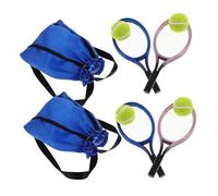 SOIMISS 2 Set Mini Tennis Rackets for Dollhouse Lightweight Sports Accessories with Pink and Blue Balls Realistic Miniature for Creative Roleplay and Social Interaction in Mini House Decor
