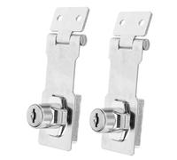 SOIMISS 2 Set Stainless Steel Keyed Hasp Lock with Twist Knob Thickened Antitheft Design Foldable Latch for Cabinets Doors Storage Security