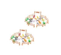 SOIMISS 2 Sets Farm Animal Models with Simulation Fence for Educational Funny Recognizing Playthings Safe Non Toxic Animal Figures for Home Shop