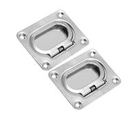SOIMISS 2 Sets Stainless Steel Flush Mount Boat Hatch Pull Handles Ergonomic Ring Latch for Deck Recessed Floor Buckle Pull Handle for Yachts Lockers and Cabinets
