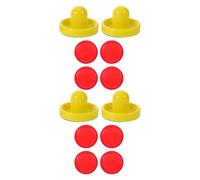 SOIMISS 2 Sets Tabletop Air Hockey Paddles and Red Pucks with Self-adhesive Lint Pads Fit Replacement Pushers and Hockey Table Accessories for Smooth Glide and Easy Maintenance