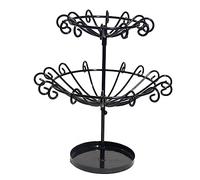 SOIMISS 2-tier Black Metal Jewelry Stand Necklace and Earring Holder Display Rack Organizer Tower for Home and Retail Use, 29.5cm High X 23cm Wide