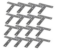 SOIMISS 20 Pcs Black Cold Rolled Steel T Shape Braces Flat Corner Brackets Furniture Fasteners with Strong Load-Bearing Capacity and Easy Installation for Shelf Support and Repair