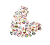 SOIMISS 200 Pcs Round Wooden Buttons Colorful Flower Print for DIY Sewing Knitting Crafting Scrapbooking Decorative Fabric Accessories