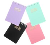 SOIMISS 2026 Pocket Calendar Planner 4pcs Set A7 Mini Spiral Notebook Monthly Weekly Schedule Planner Year Calendar Purse Size Notepad Sturdy Cover for Daily Planning