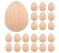 SOIMISS 20pcs Wooden Easter Eggs for Crafts, Medium 3.5x3.5x4.5cm DIY Unpainted Wood Eggs Set, Suitable for ’ Easter Painting and Holiday Decorations