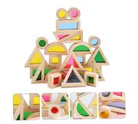 SOIMISS 24Pcs Kaleidoscopic Colorful Wooden Blocks for Stackable Early Educational with Impact Resistant Material Parent Interactive Plaything for Shape and Color Recognition