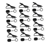 SOIMISS 24pcs Metal Microphone Clips 7.5mm Ring Black Foam Windshields Universal Lapel Lavalier Tie Clips for Karaoke and Recording 12 Sponge Covers