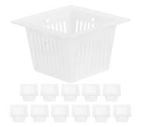 SOIMISS 24pcs Square Hydroponic Net Pots 1.5in Slotted Mesh Plastic White
