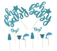 SOIMISS 25Pcs Boy Birthday Cake Decor Paper Cupcake Toppers Glitter Cake Inserts for Boys Party Desserts Multi-style Edible Decorations for Cupcakes Cookies Donuts for Birthday