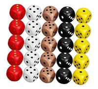 SOIMISS 25pcs Multi Colored Sided Wooden Dice for Board Games Party Gaming Traditional Game Accessories for Family Fun and Ludo Counters