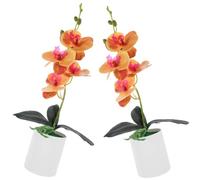 SOIMISS 2pcs Artificial Plants Artificial Flowers Simulation Bonsai Tree with Vivid Faux Bouquet Ornament Orange Plastic Easy to Care for Highly Simulated Decorative Look for Bedroom