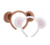 SOIMISS 2pcs Bear Ears Headbands for Women, Cute Plush Fabric Material with Adjustable and Removable Ears, Comfortable Headwear to Keep Hair of Face for Face Washing and Parties
