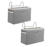 SOIMISS 2pcs Bedside Storage Organizer with Frame Hanging Pouch for Bed Rails Dorm Sofa Hospital Multi Pocket Storage for Electronics Books Magazines Grey
