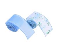 SOIMISS 2pcs Blue Botanical Edge Ribbon for Holiday Decorations Craft Projects Box Wrapping and DIY Floral Arrangements