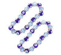 SOIMISS 2pcs Blue Evil Eye Beaded Bracelet with Glass Beads and Alloy | Elastic round Design, Lightweight Universal Fit, Polished Finish for Daily Routines and Parties