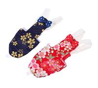 SOIMISS 2pcs Breathable Fabric Bird Diapers for Small Parrots and Budgies, Reusable Pet Parrot Flight Suits with Red Cherry Blossom and Golden Flower Patterns, Size M, Suitable for Flying