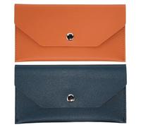 SOIMISS 2pcs Budget Envelope Wallet Reusable Fake Leather Cash Organizer Pouch Retro Mini Clutch for Travel Financial Planning Portable Money Bag in Brown Green