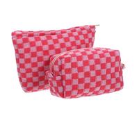 SOIMISS 2Pcs Checkered Makeup Bag Large Capacity Lightweight Cosmetic Storage Pouch for Travel and Daily Use Polyester Toiletry Organizer for Women