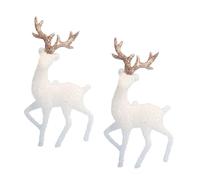 SOIMISS 2pcs Christmas Deer Ornaments White Plastic Cake Craft Decoration Miniature Adorable Shiny Deer Figurines for Decorating Rooms and Holiday Christmas Cake Toppers